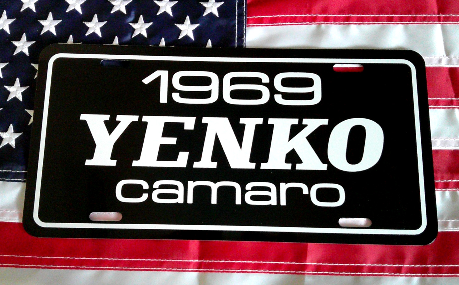 1969 Chevrolet Yenko Camaro  license plate tag \'69 Chevy 427 Super Car - White