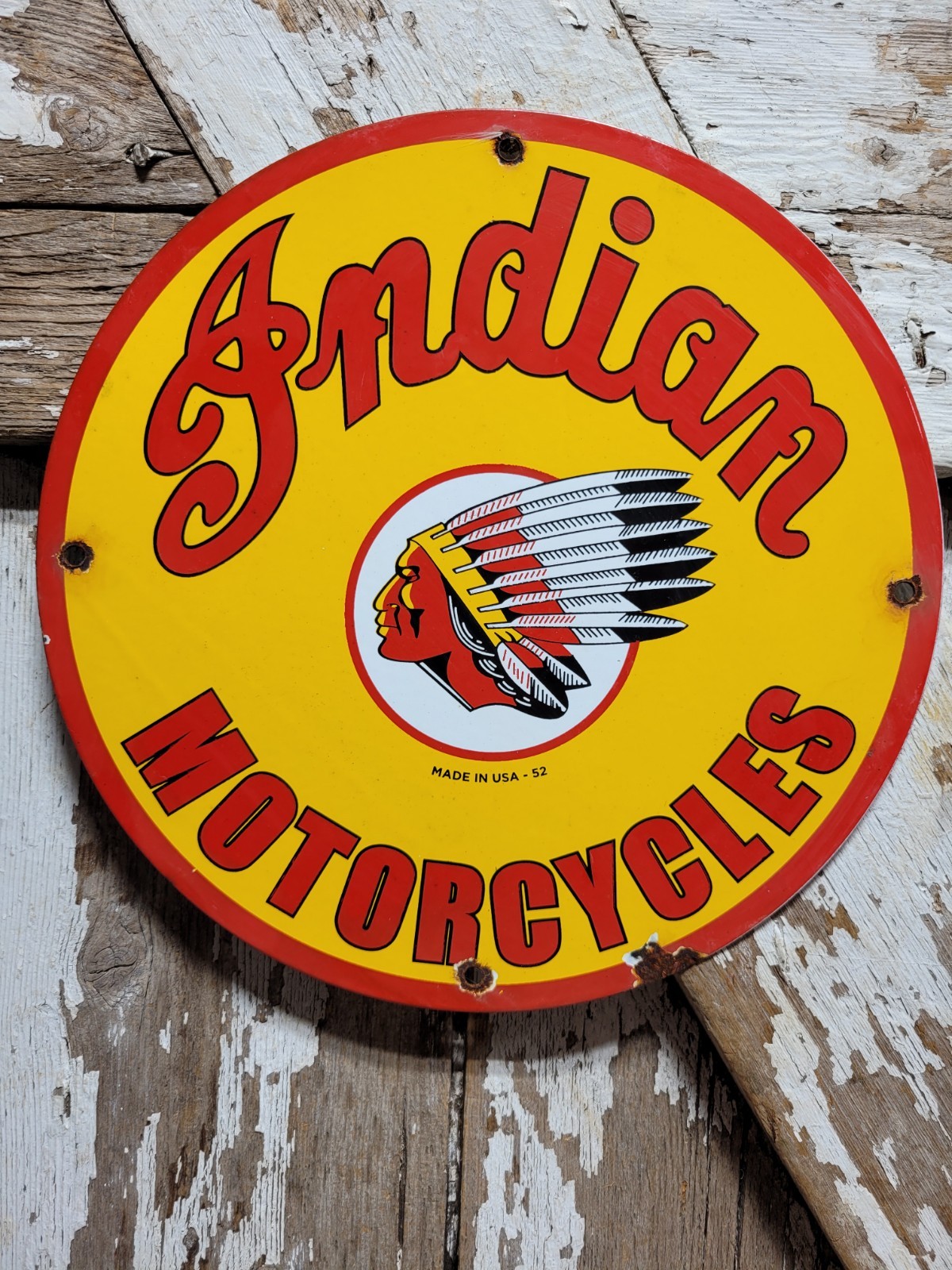 VINTAGE INDIAN MOTORCYCLES PORCELAIN SIGN MOTOR BIKE DEALER SALES SERVICE REPAIR VINTAGE INDIAN MOTORCYCLES PORCELAIN SIGN MOTOR BIKE DEALER SALES SERVICE REPAIR