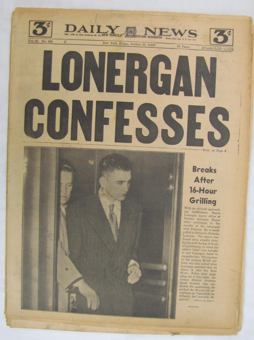 Vintage 1943 Patricia Lonergan Murdered by Wayne New York City Newspapers Lot