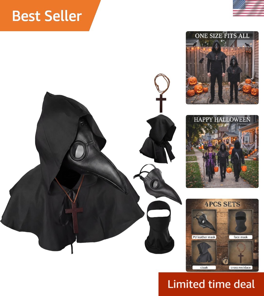 Halloween Plague Doctor Mask Set - Comfortable & Complete Medieval Costume
