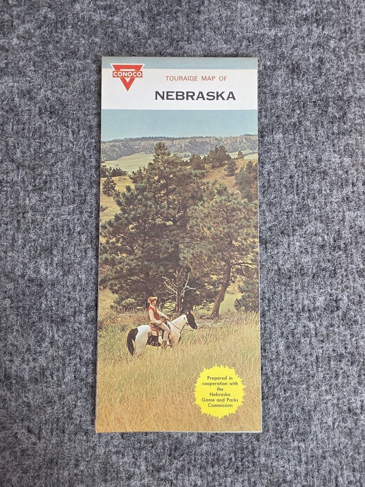 Conoco Touraide Map of Nebraska 1968 Fold-Out Map
