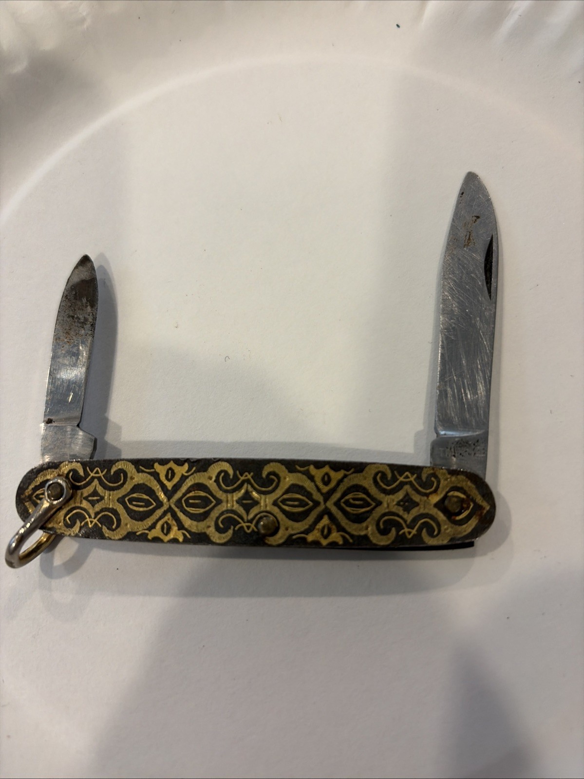 Vintage Toledo Spain Damascene Pocket Knife Gold Inlay INOX Folding 3 1/4\ Vintage Toledo Spain Damascene Pocket Knife Gold Inlay INOX Folding 3 1/4\