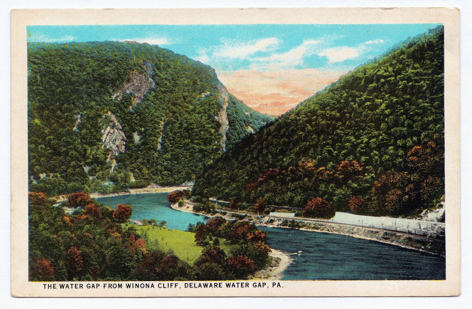 1915-1930 Delaware Water Gap PA Postcard The Water Gap From Winona Cliff WB 1915-1930 Delaware Water Gap PA Postcard The Water Gap From Winona Cliff WB