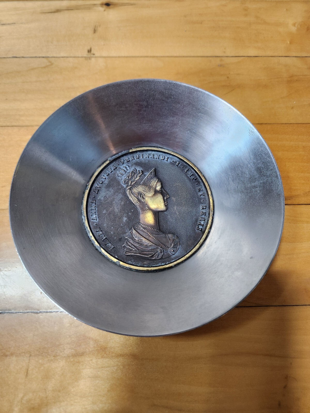 Vintage Rostfrei Stainless Steel Bowl Maria Anna Augusta 1836 Coronation Medal