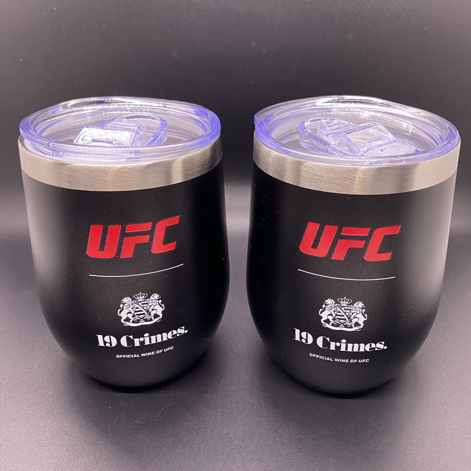 New 🚨UFC x 19 Crimes Wine Tumblers Set If 2 Cups With Lids