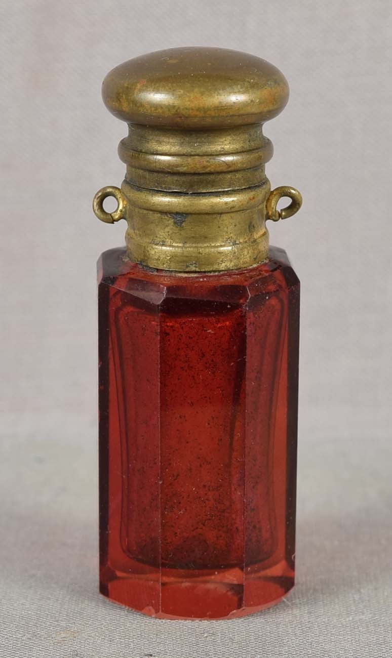 Antique BOHEMIAN ruby red glass PERFUME BOTTLE