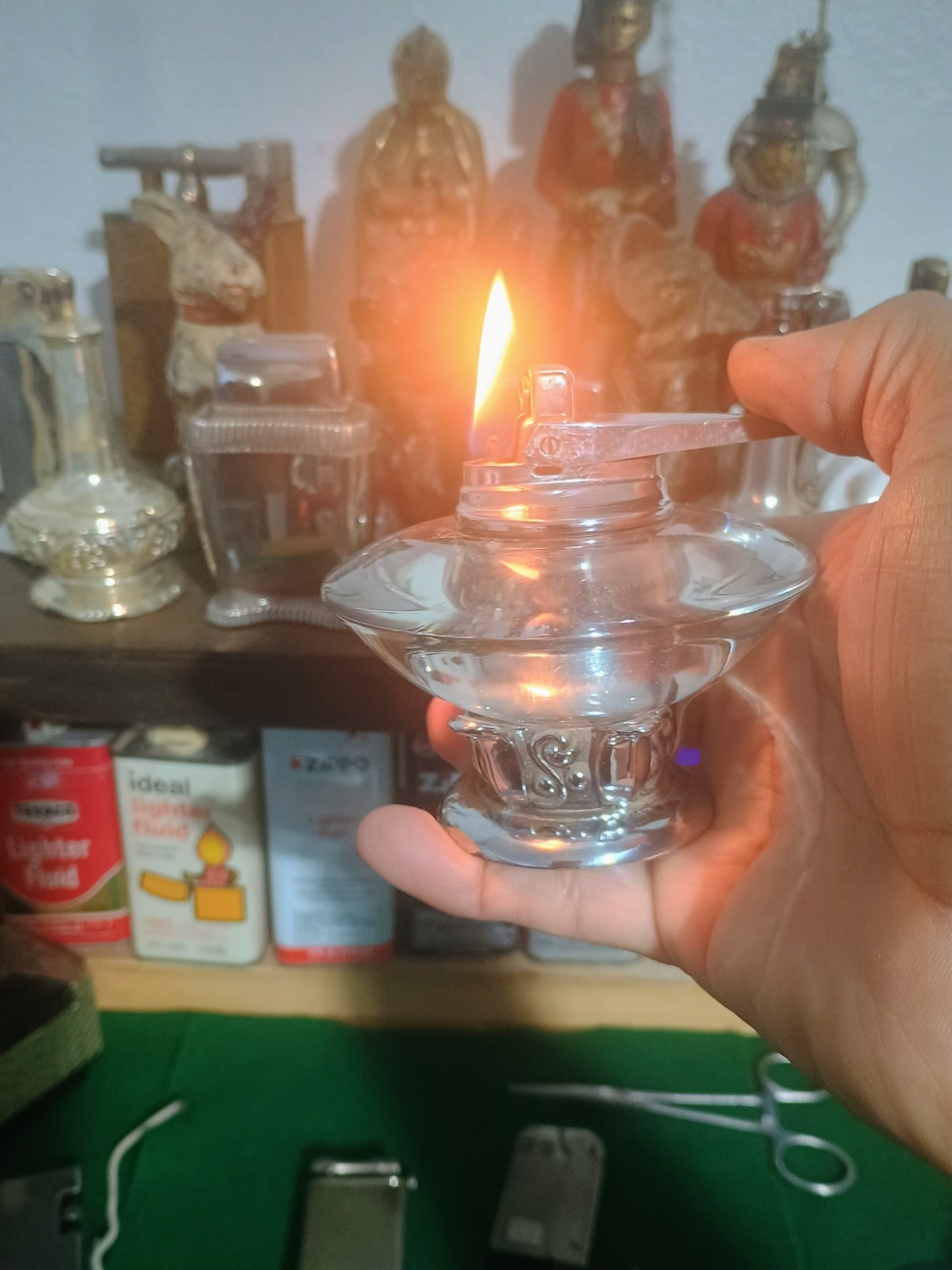 Vintage MCM Ronson Nordic Crystal Chrome Table Lighter