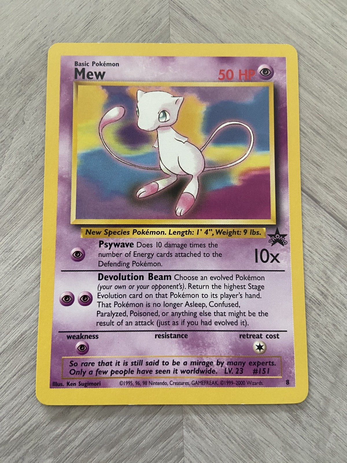 Mew 8/53 1999 Pokemon Black Star Promo Card WOTC - LP Excellent - Non Holo Mew 8/53 1999 Pokemon Black Star Promo Card WOTC - LP Excellent - Non Holo