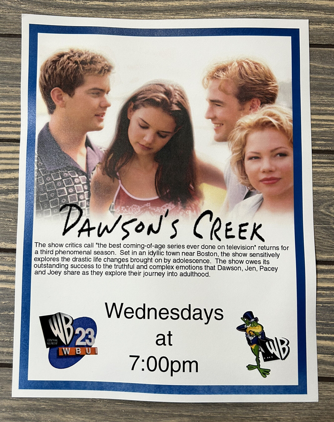 Vintage Dawsons Creek WB 23 WBU 8.5” x 11” Promo Flyer Ad Vintage Dawsons Creek WB 23 WBU 8.5” x 11” Promo Flyer Ad