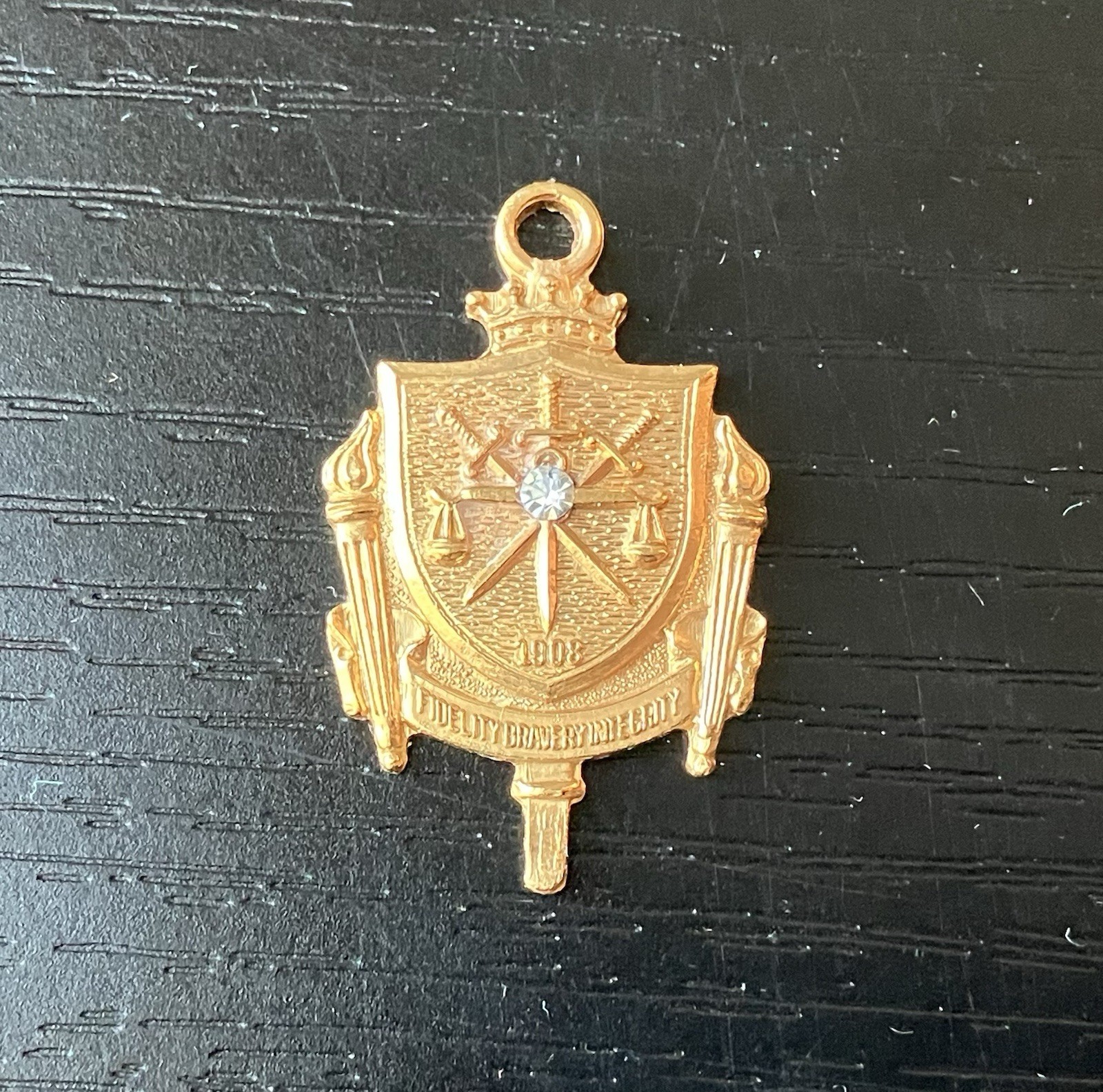 VTG Gold Tone & Clear Stone FBI 30 Years Service Recognition Pendant /Charm