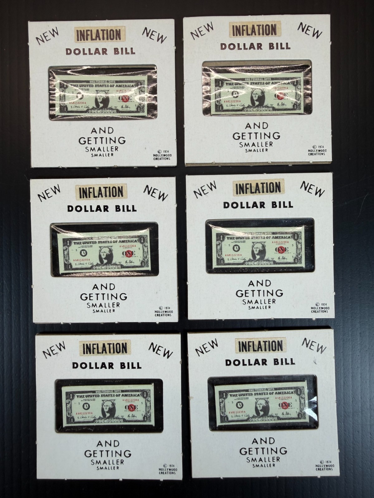 Vintage 1974 Nixon Inflation Dollar Bill Lot Getting Smaller Hollywood Creations