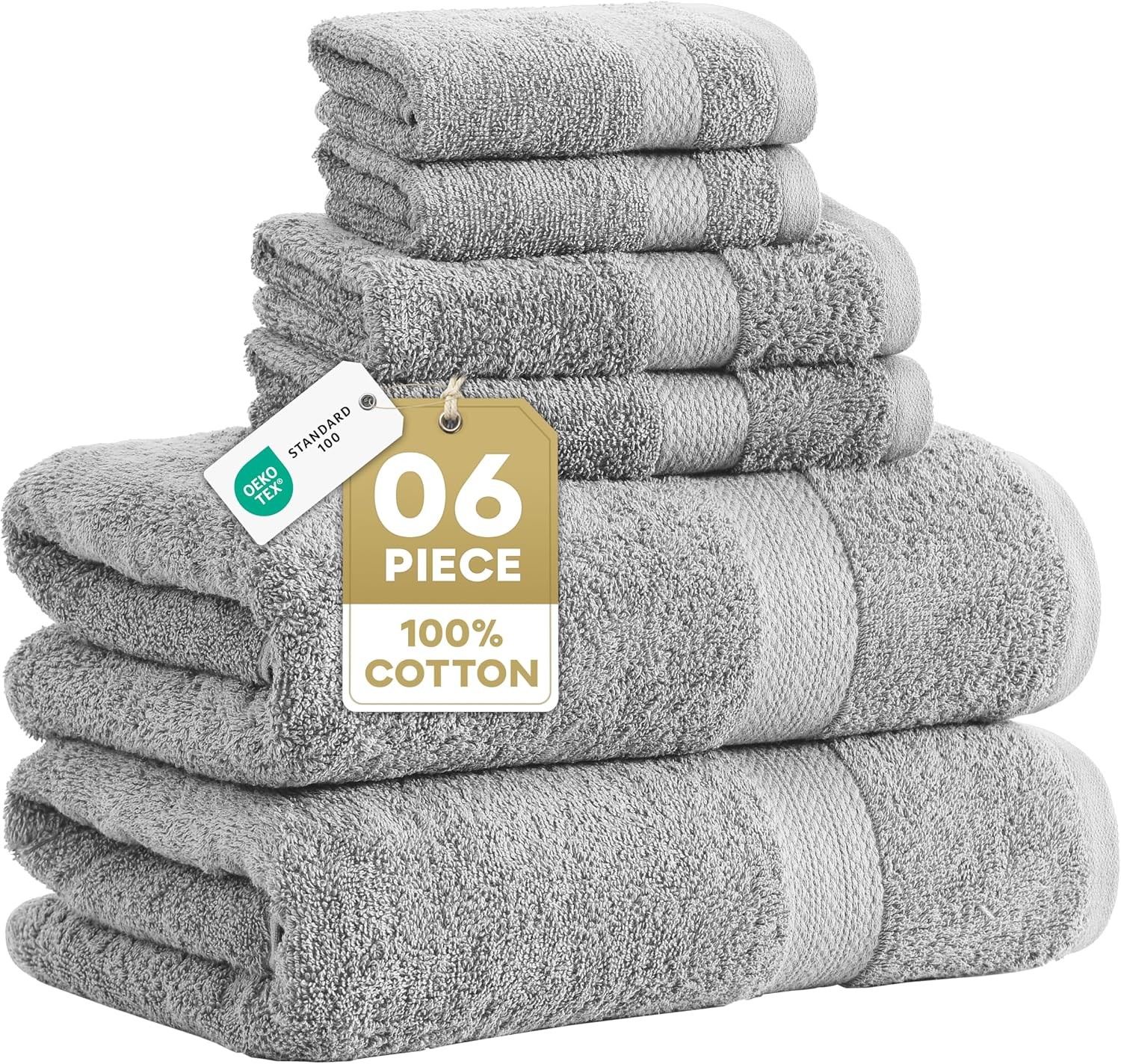 LANE LINEN 100% Cotton Turkish Towel Set for Bathroom - 6 Piece - Super Soft, Qu LANE LINEN 100% Cotton Turkish Towel Set for Bathroom - 6 Piece - Super Soft, Qu