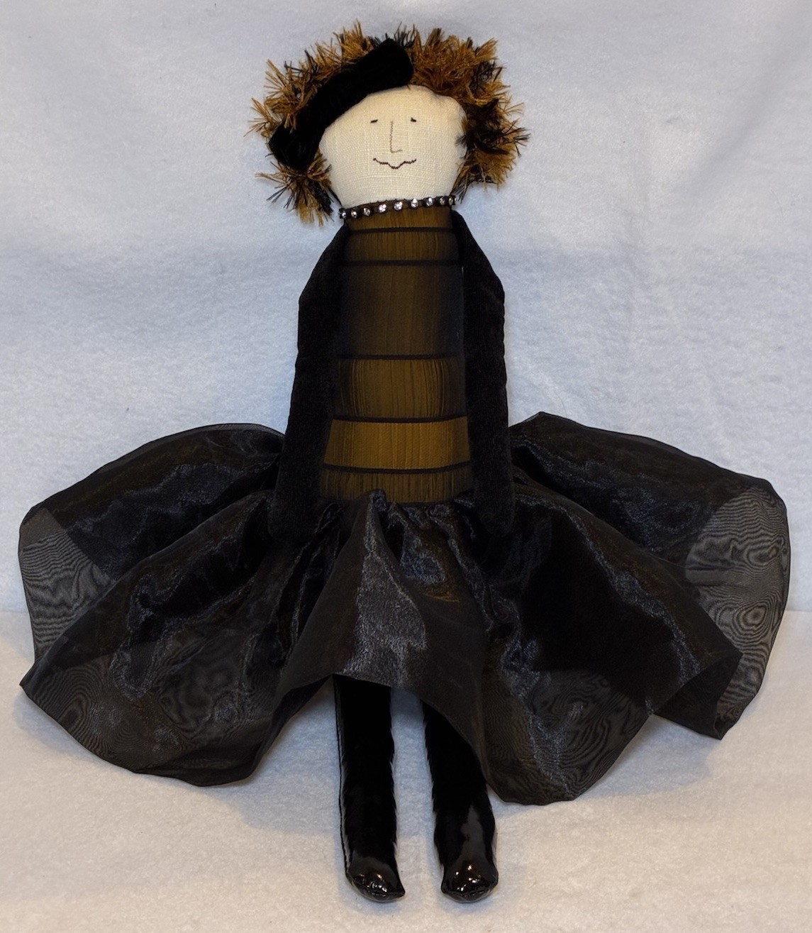 RARE 2012 Woof & Poof Fall Halloween Plush Doll Shelf Sitter Black Gold Velvet RARE 2012 Woof & Poof Fall Halloween Plush Doll Shelf Sitter Black Gold Velvet