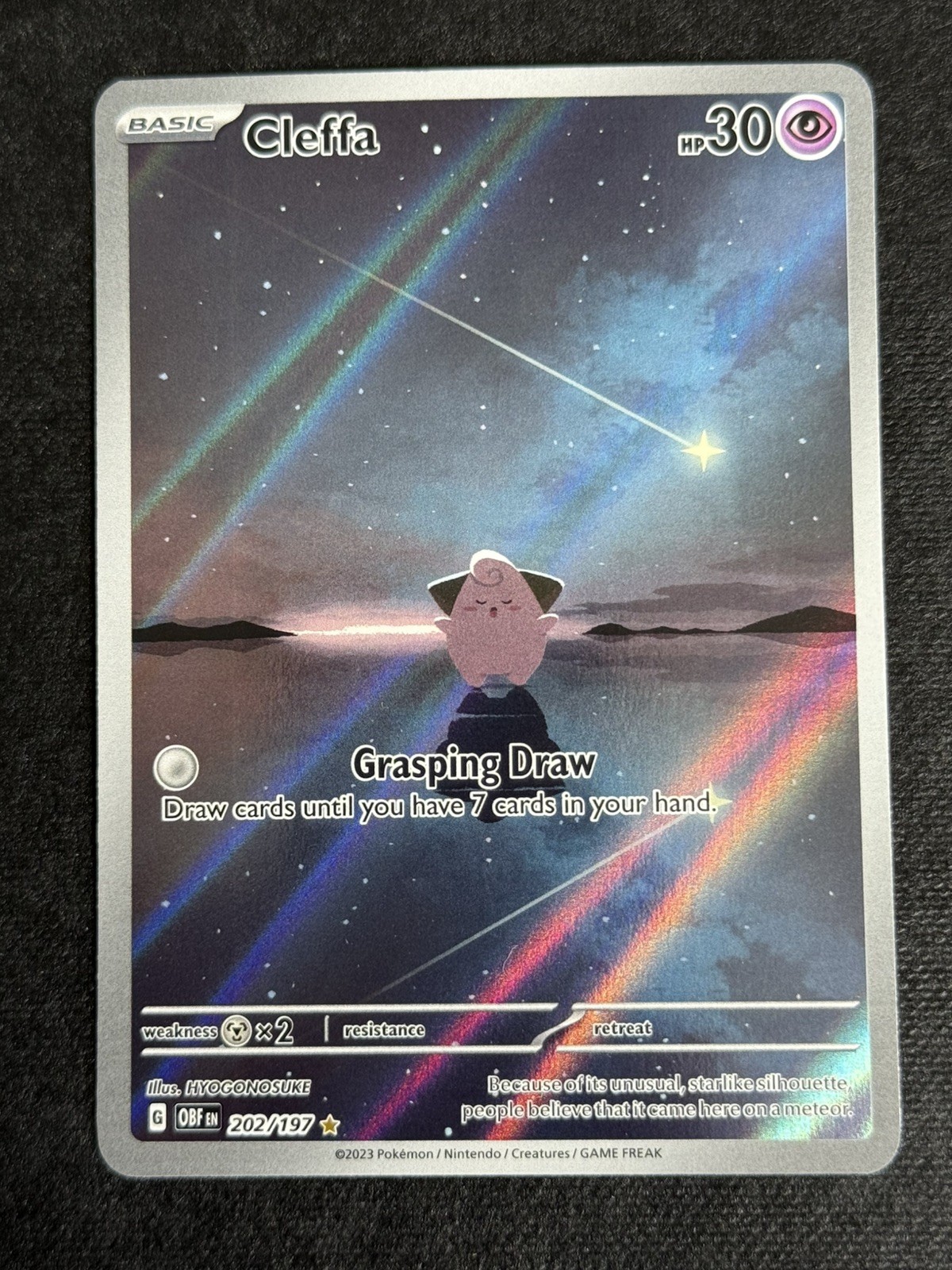 Pokémon TCG Cleffa 202/197 Obsidian Flames Illustration Rare Full Art Holo- NM Pokémon TCG Cleffa 202/197 Obsidian Flames Illustration Rare Full Art Holo- NM