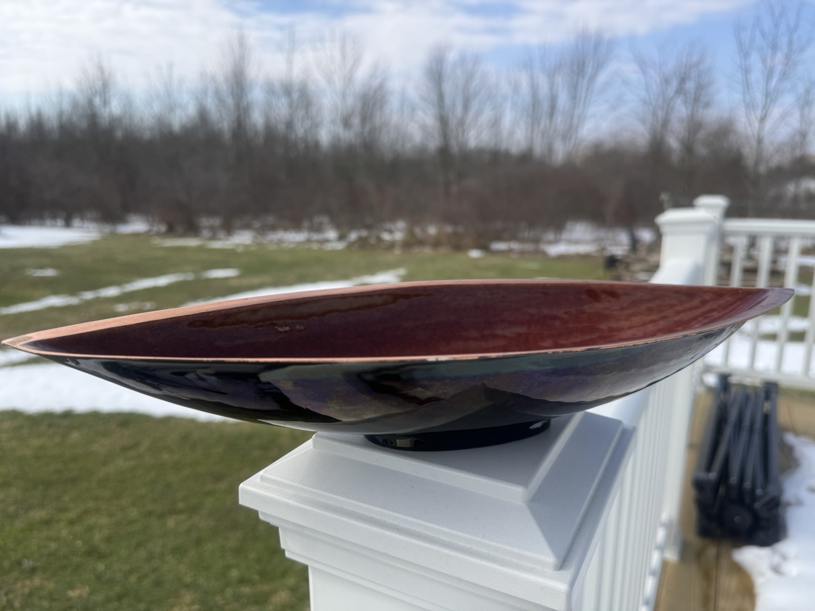 Enameled Black Starr & Gorham Austria Iridescent Art Copper Bowl Centerpiece VTG