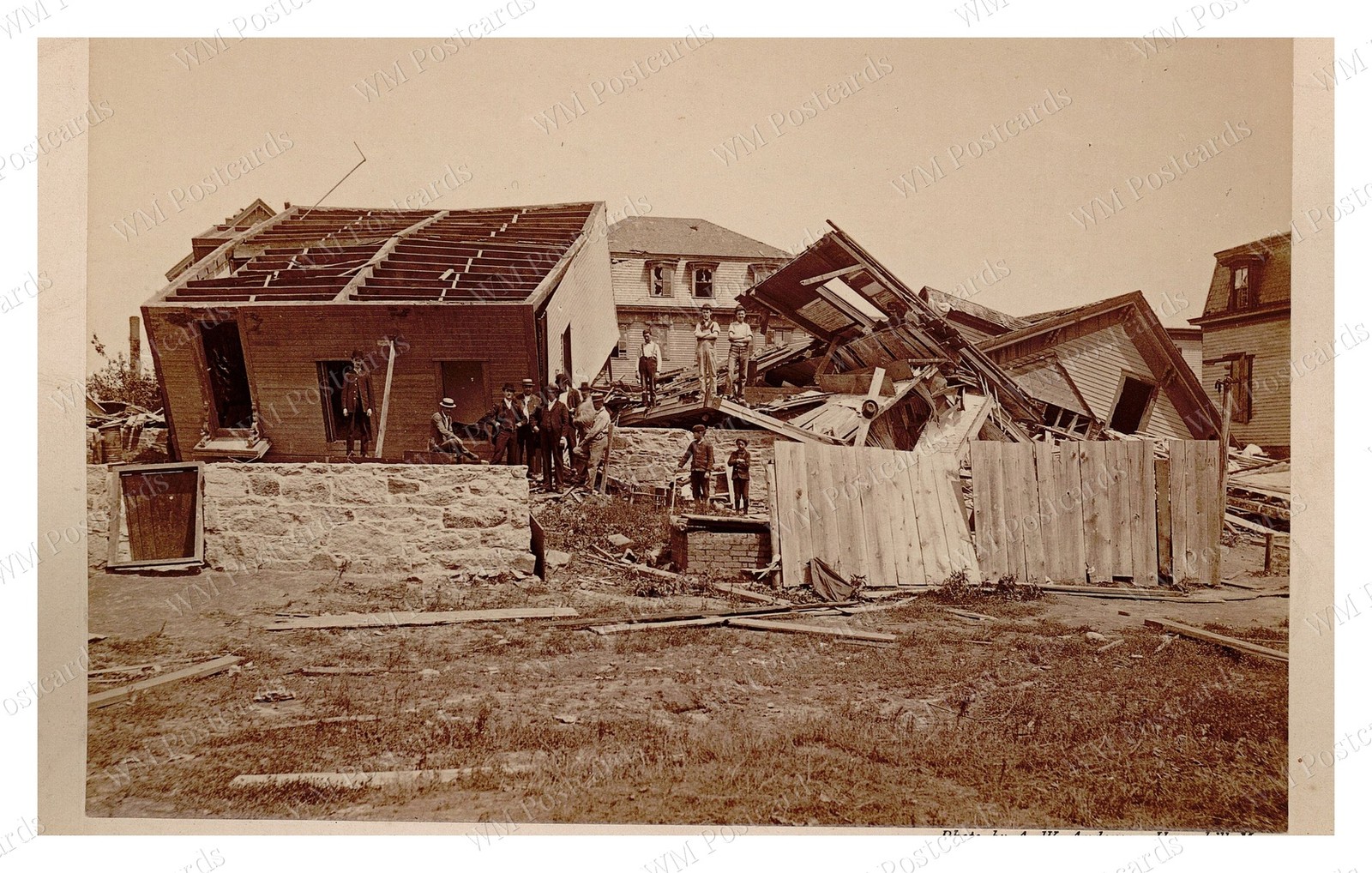 Lawrence Massachusetts 1890 House Collapse Debris Men Standard Postcard Lawrence Massachusetts 1890 House Collapse Debris Men Standard Postcard