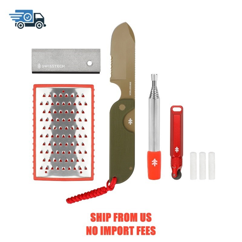 Swiss Tech Fixed Blade Kit, 6 Piece, Campfire, Camping Essentials Set