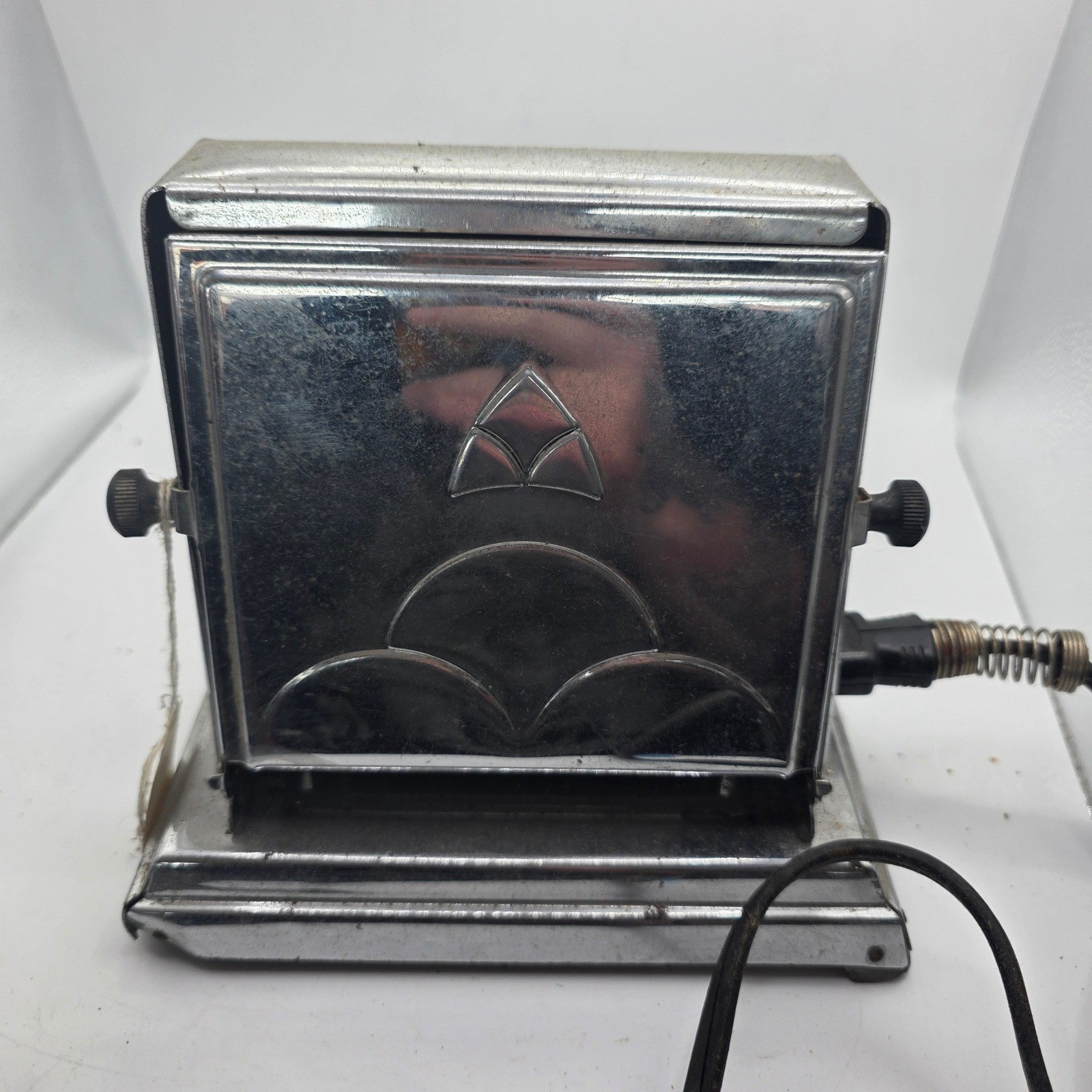 1935 GE Hotpoint 119T38 Art Deco Chrome Flip Door Electric Toaster Antique