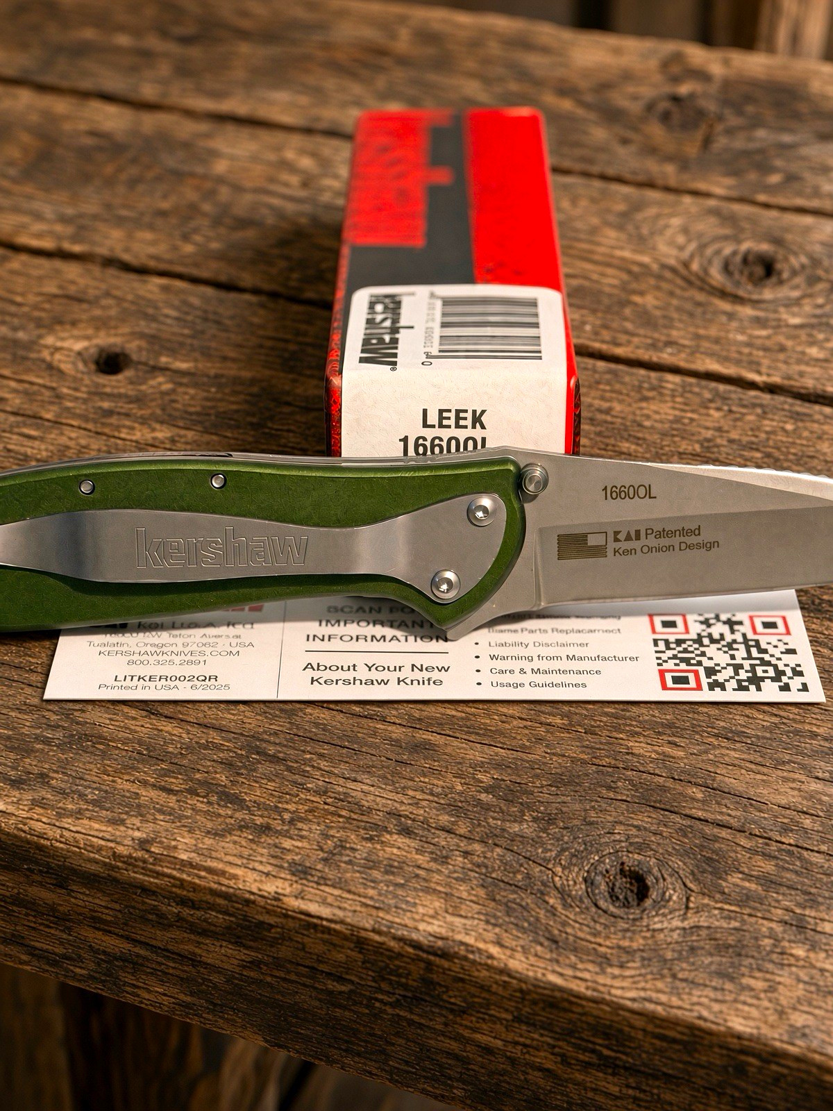 Kershaw Leek 1660OL OLIVE Green Aluminum SS Drop Point Plain Frame Lock Assisted Kershaw Leek 1660OL OLIVE Green Aluminum SS Drop Point Plain Frame Lock Assisted