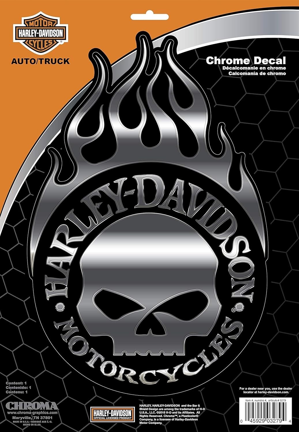Harley-Davidson Willie G. Skull with Flames Chrome 7
