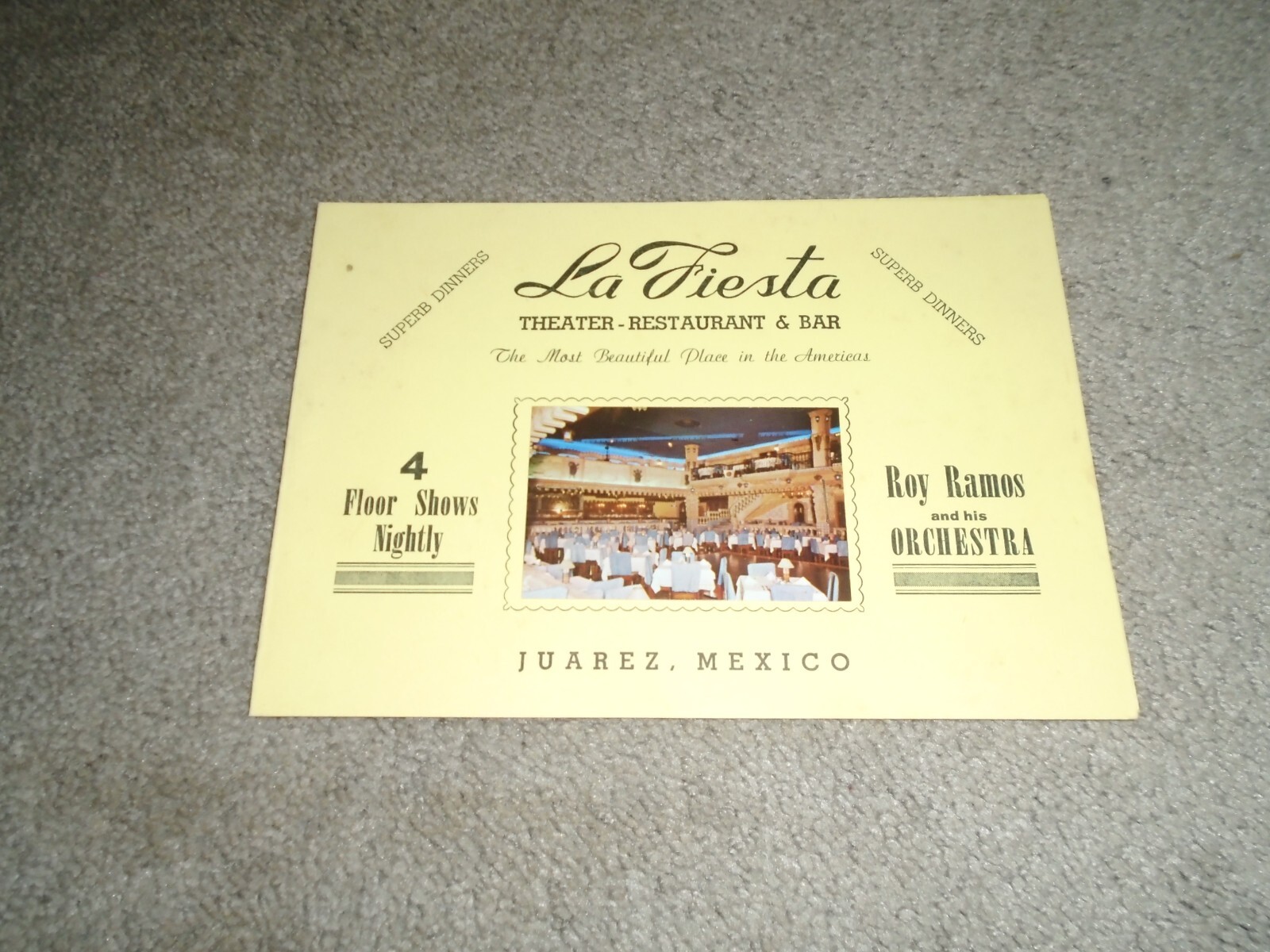 c.1950\'s La Fiesta Theater Restaurant & Bar Juarez Mexico w/ Group Photo