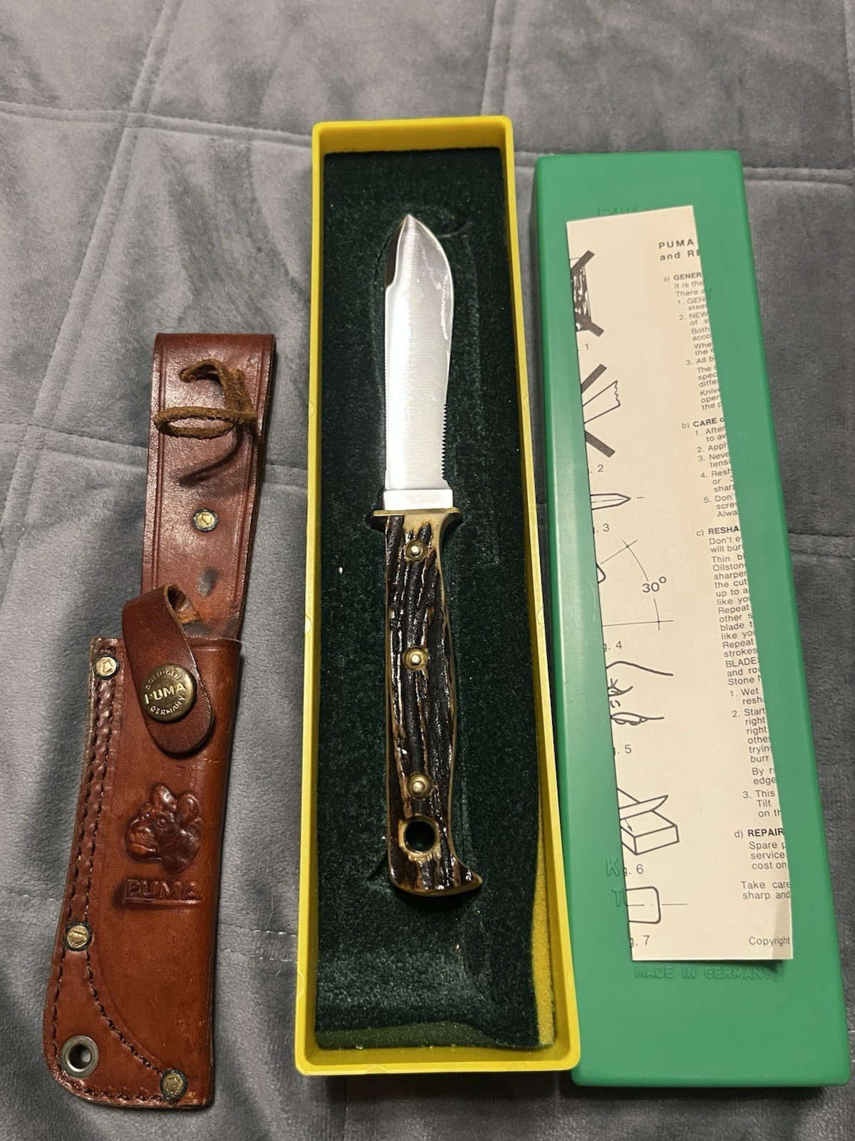 Vintage Puma Hunters Pal 6397 Fixed Blade Stag Handle Made 1977 Germany