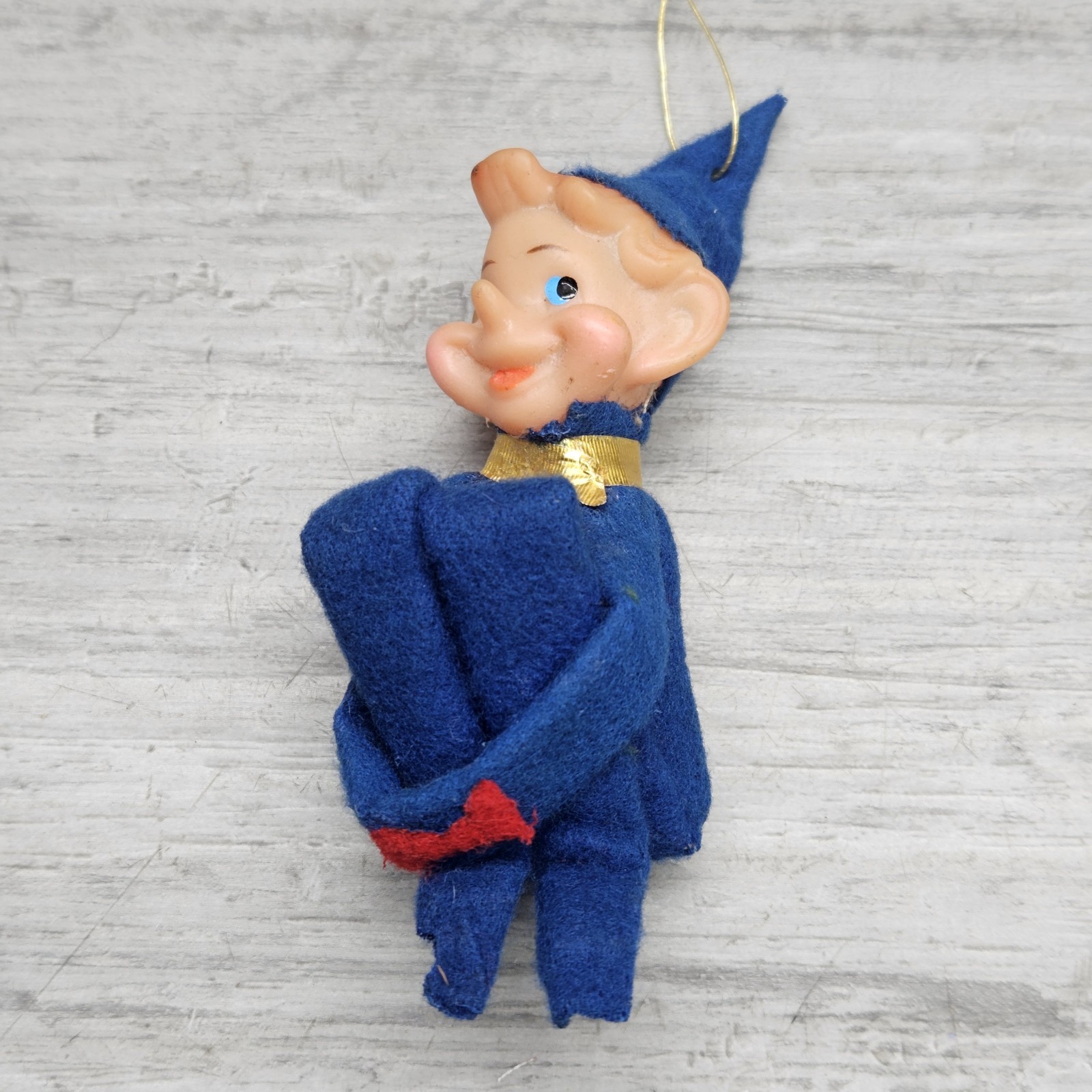 Kneehugger Pixie Elf Christmas Ornament 1950's-60's 4” Blue Vintage DELTA Japan Kneehugger Pixie Elf Christmas Ornament 1950's-60's 4” Blue Vintage DELTA Japan