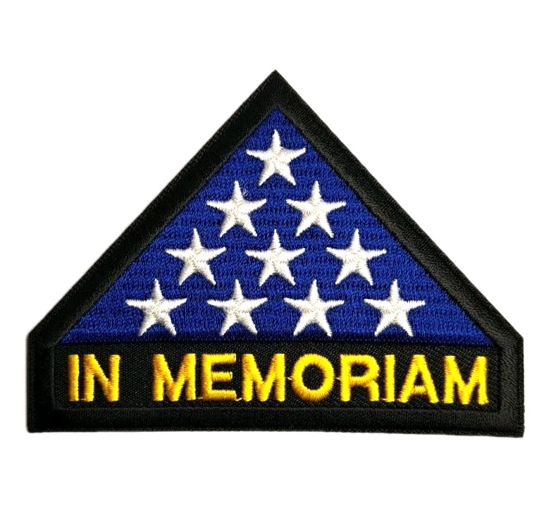 IN MEMORIAM Folded American Flag Military Embroidered Iron On Patch 3.5\ IN MEMORIAM Folded American Flag Military Embroidered Iron On Patch 3.5\