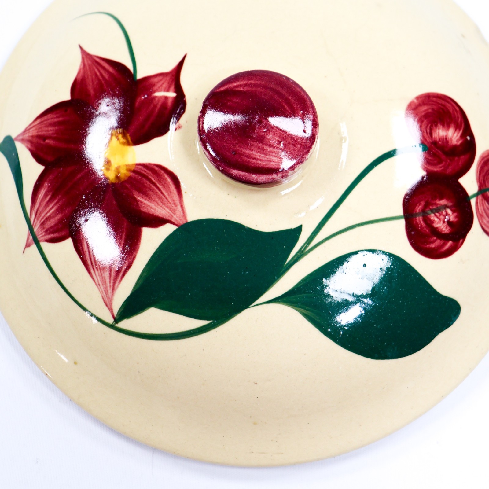 Vintage Watt Pottery LID ONLY For Casserole Starflower Cherries 7.5in Floral