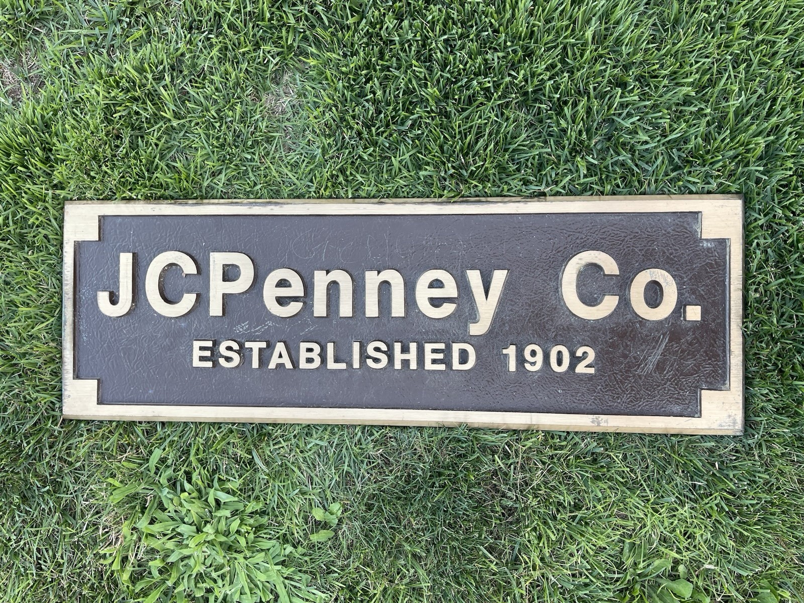 Vintage J C Penney Company Brass Sign Department Store James Cash 30” X 10”
