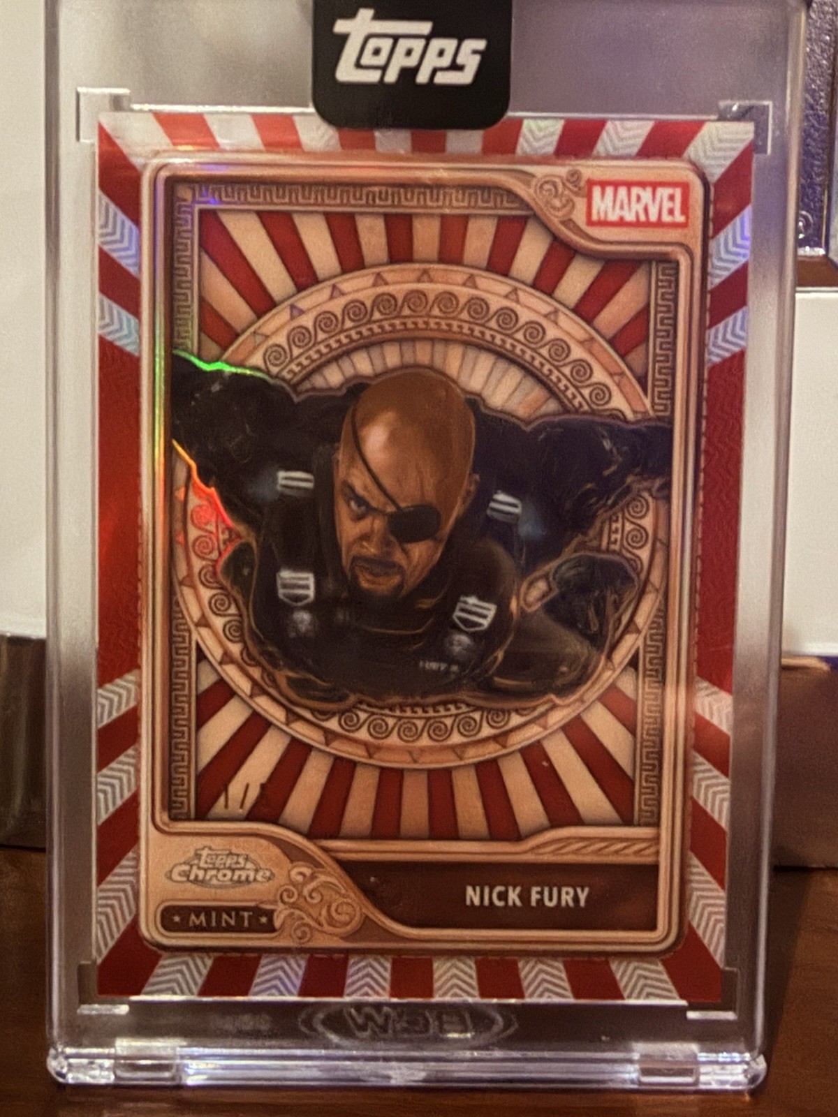 2026 Topps Mint Marvel Nick Fury Red Foil 1/5 Alpha Bronze Tier #9 SSP