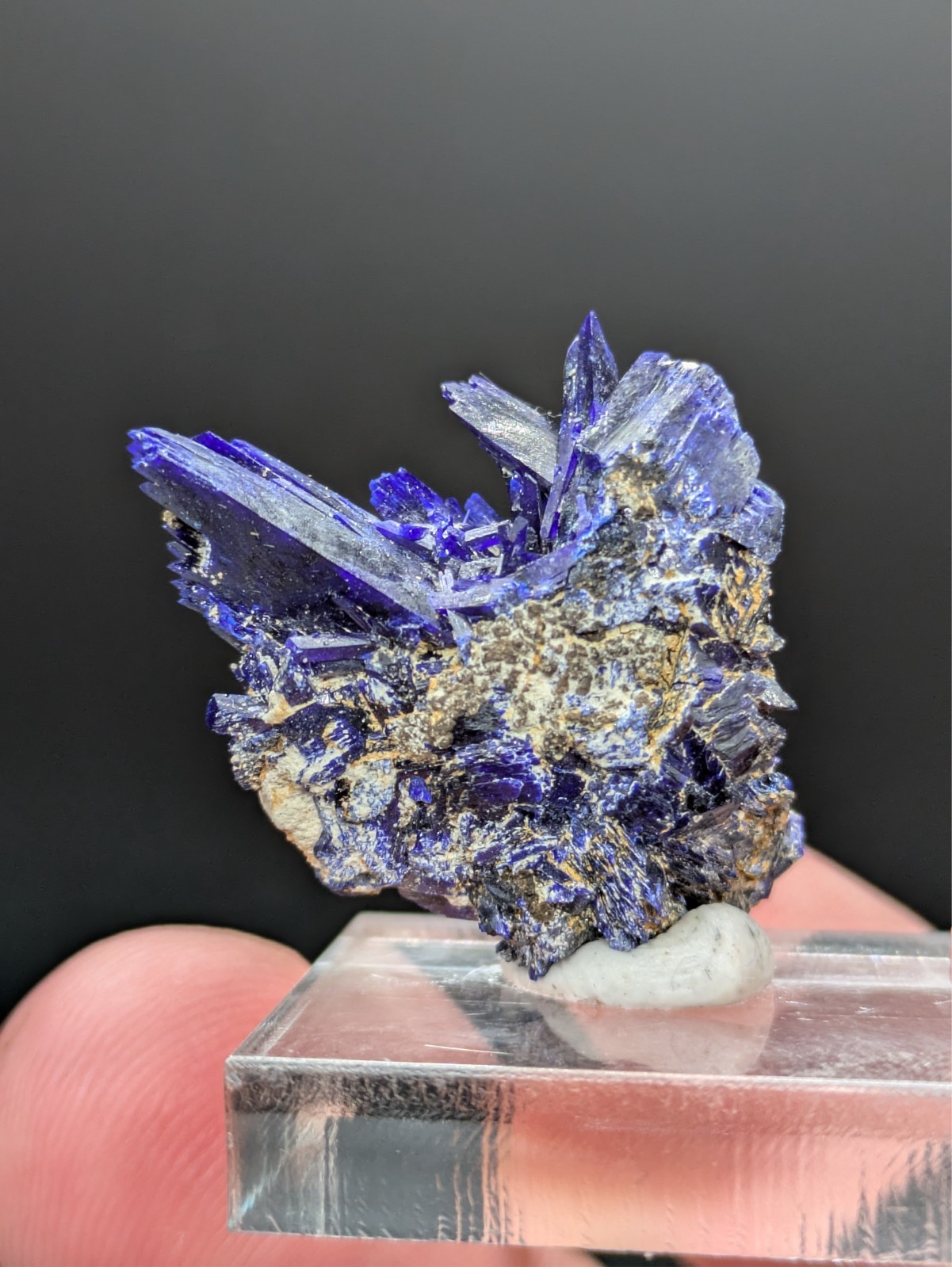 Azurite Cluster with Matrix, 3.0x2.4x1.2 cm, Touissit, Morocco Azurite Cluster with Matrix, 3.0x2.4x1.2 cm, Touissit, Morocco