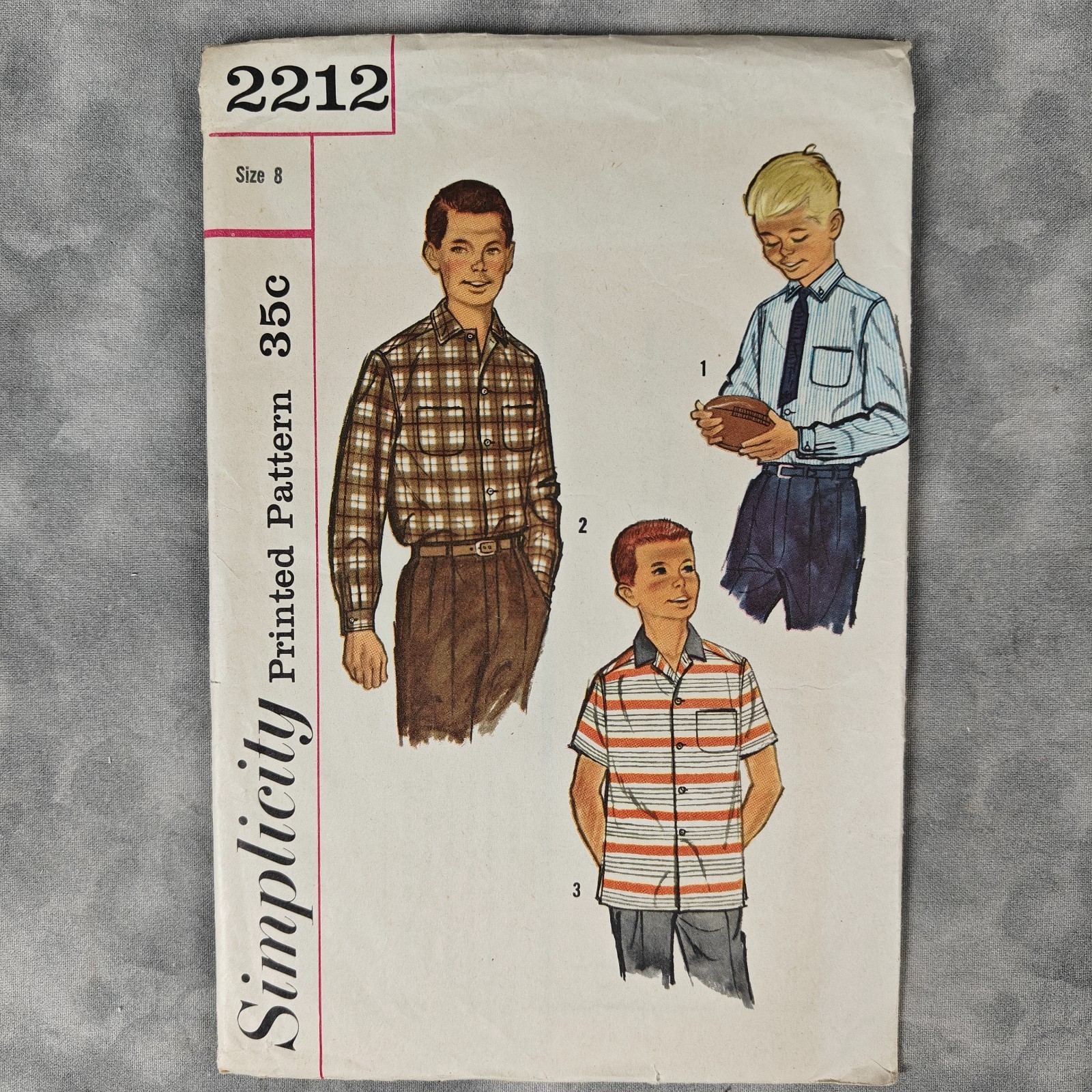 1957 Simplicity 2212 Boys Shirt Sewing Pattern Size 8 35c Vintage Complete Orig.
