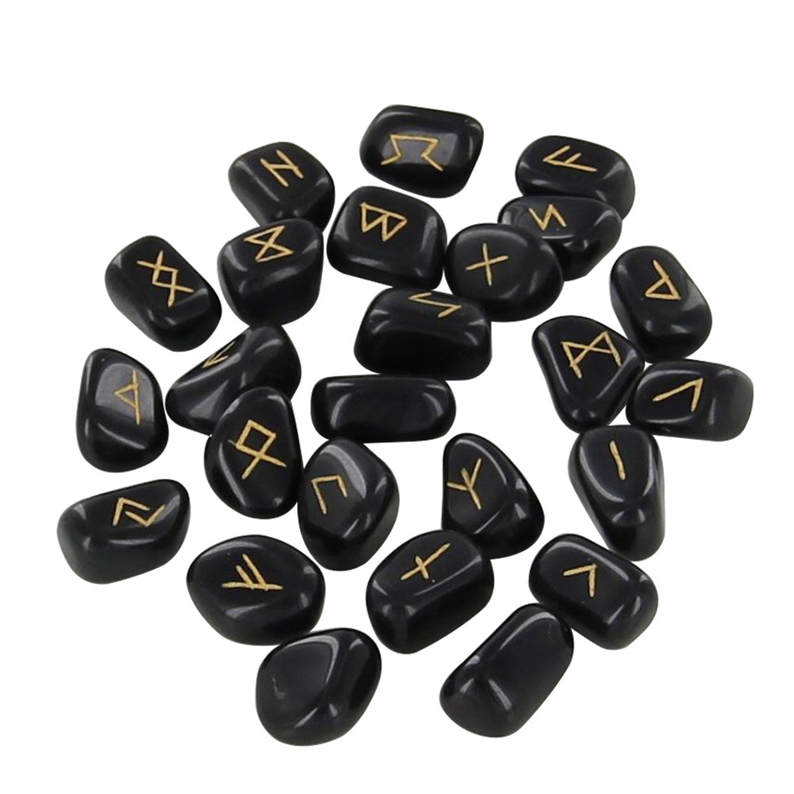 Handmade Divination Rune Stone Set 25 Pcs Black Polished Natural Viking Norse Handmade Divination Rune Stone Set 25 Pcs Black Polished Natural Viking Norse