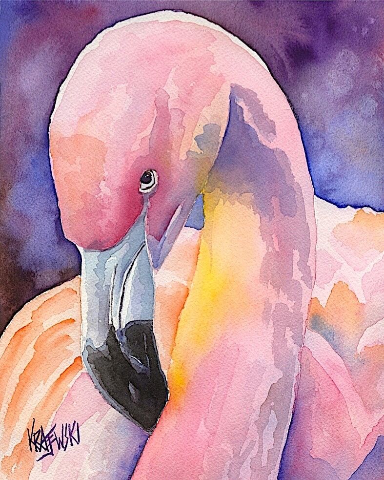 Flamingo Art Print Signed by Artist Ron Krajewski