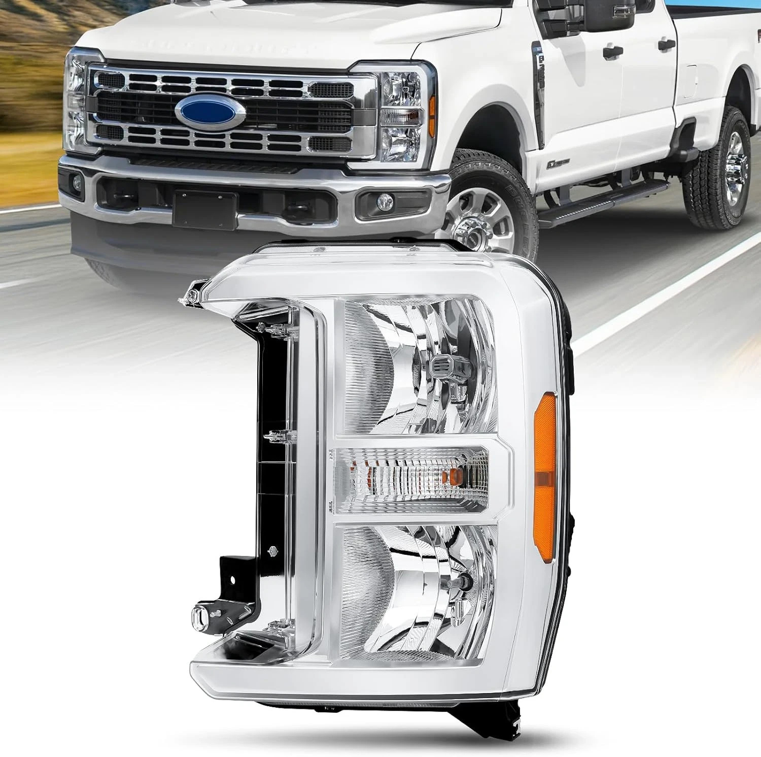 Headlight Compatible with 2023-2024 Ford F250 F350 XL XLT Super Duty FO2502429 P Headlight Compatible with 2023-2024 Ford F250 F350 XL XLT Super Duty FO2502429 P