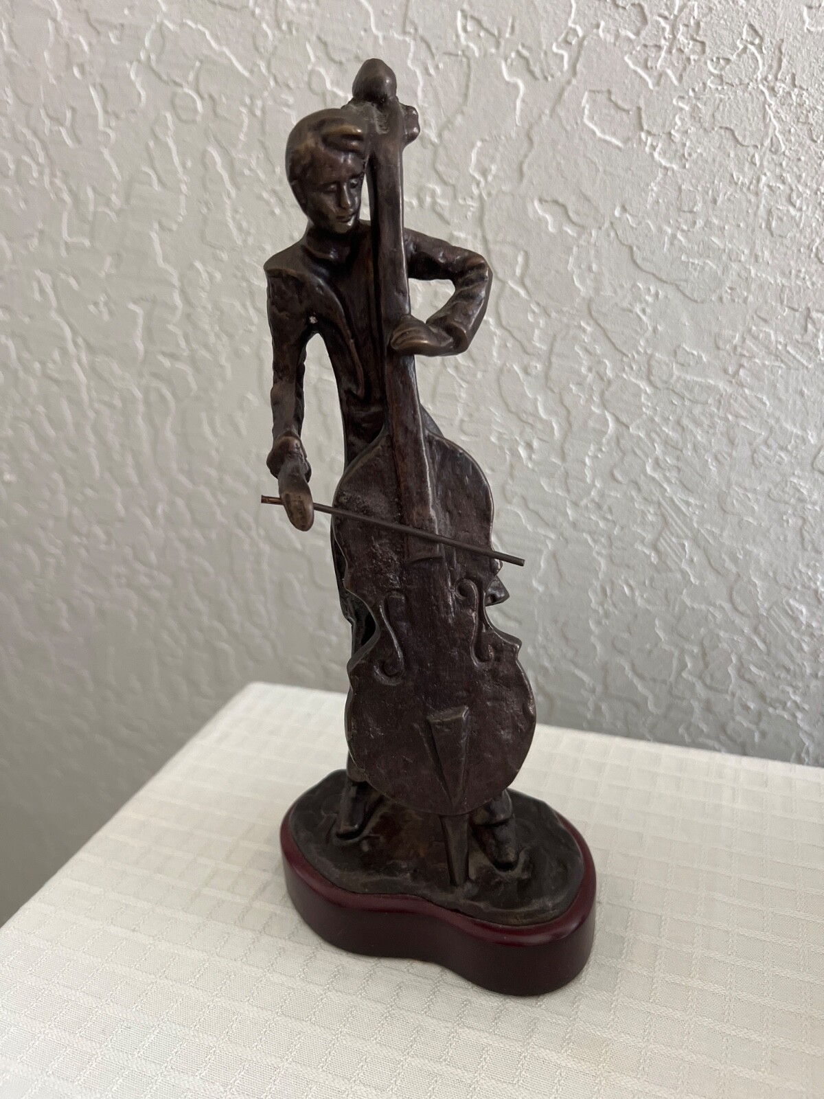 VINTAGE Bronze Man Playing Cello Sculpture