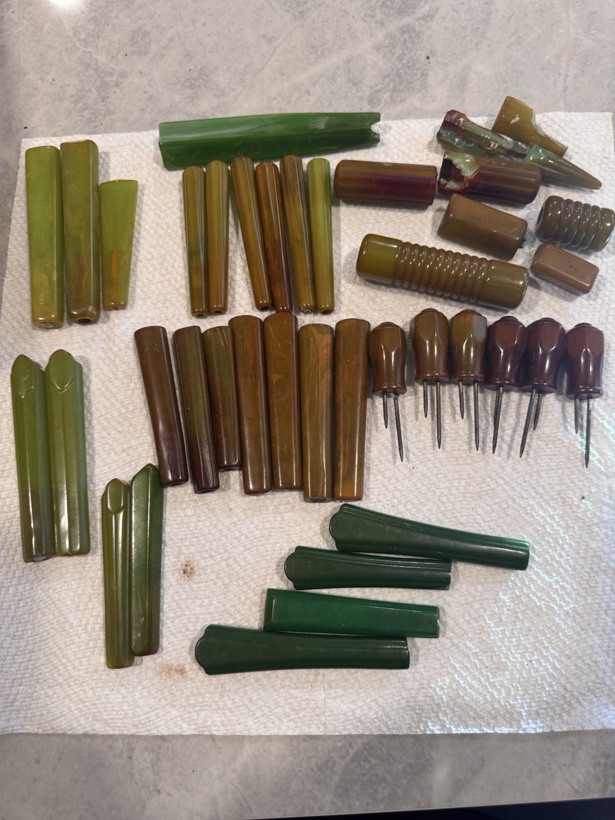 Vintage Bakelite mix Marble Green  Mixed 