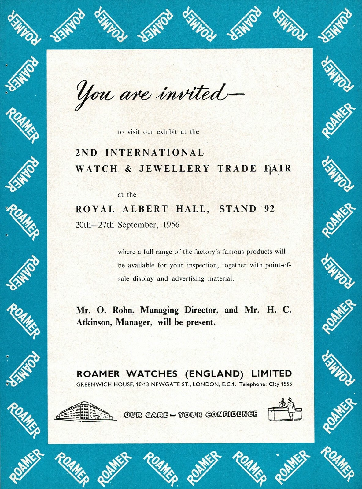 1950s Original Vintage Roamer Watch Logo Print Ad b 1950s Original Vintage Roamer Watch Logo Print Ad b