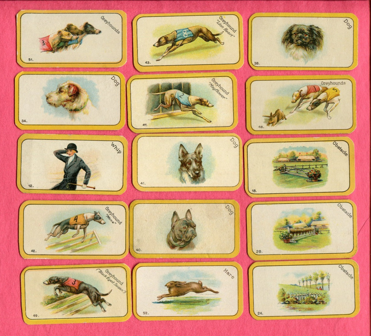 1926 CARRERAS LTD. GREY HOUND RACING GAME 15 DIFFERENT TOBACCO CARD LOT