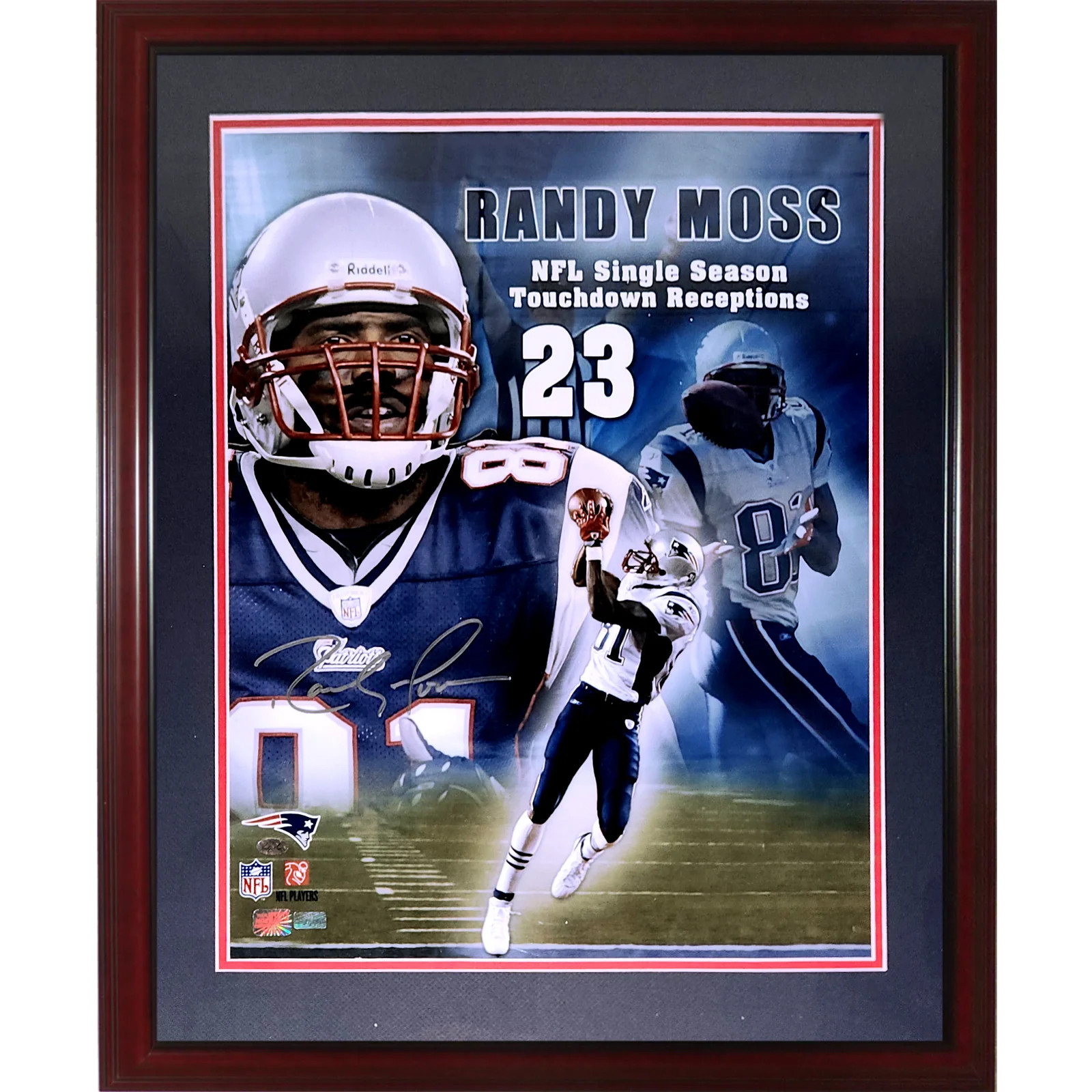 Randy Moss Autographed New England Patriots Deluxe Framed 16x20 Photo