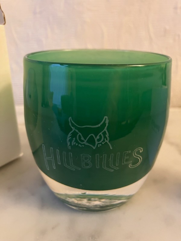 Glassbaby Votive Candle Mistletoe sticker Pre-Trisk RARE GREEN OWL Never Used