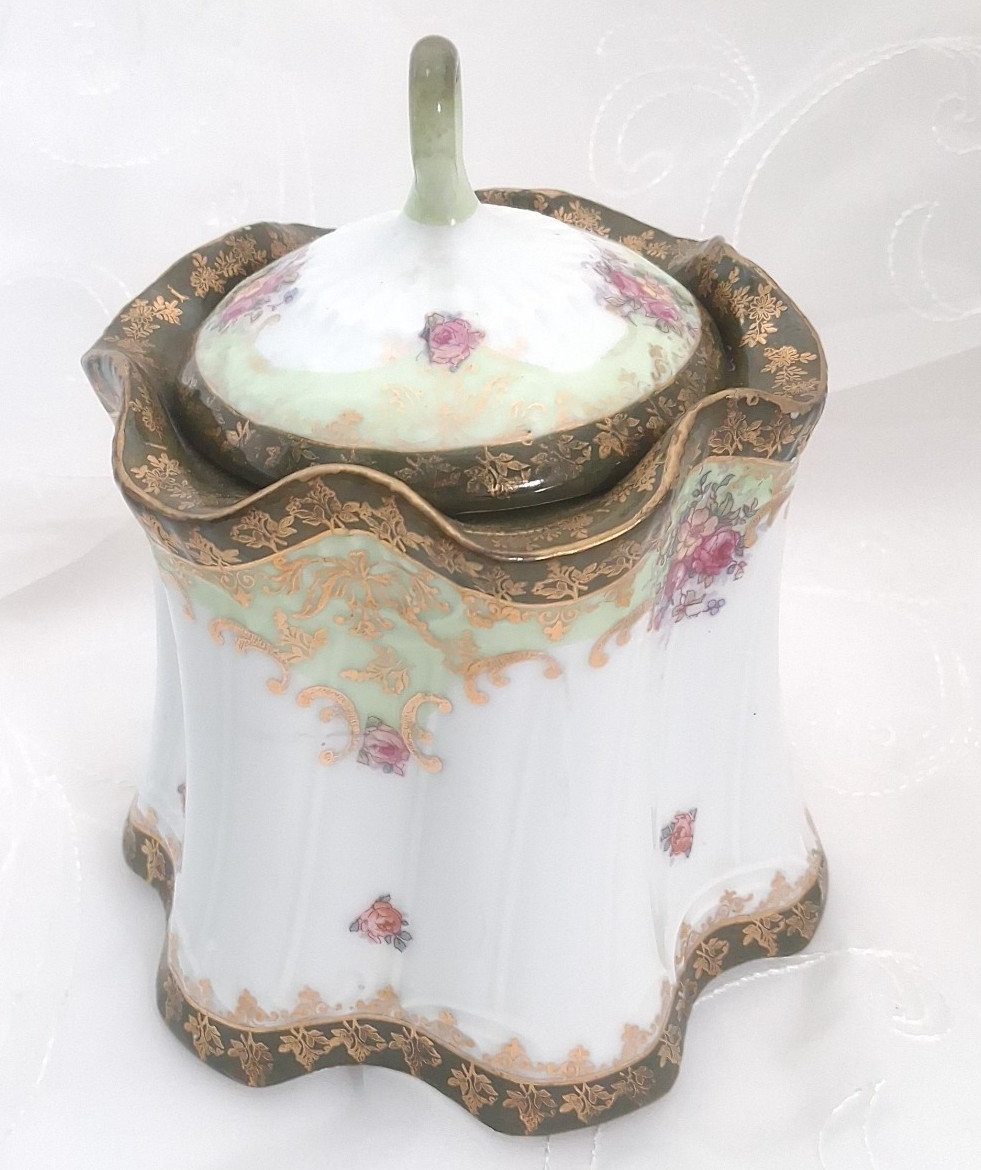 Victoria Carlsbad Austria Porcelain Jar Vintage Lidded Dish Floral