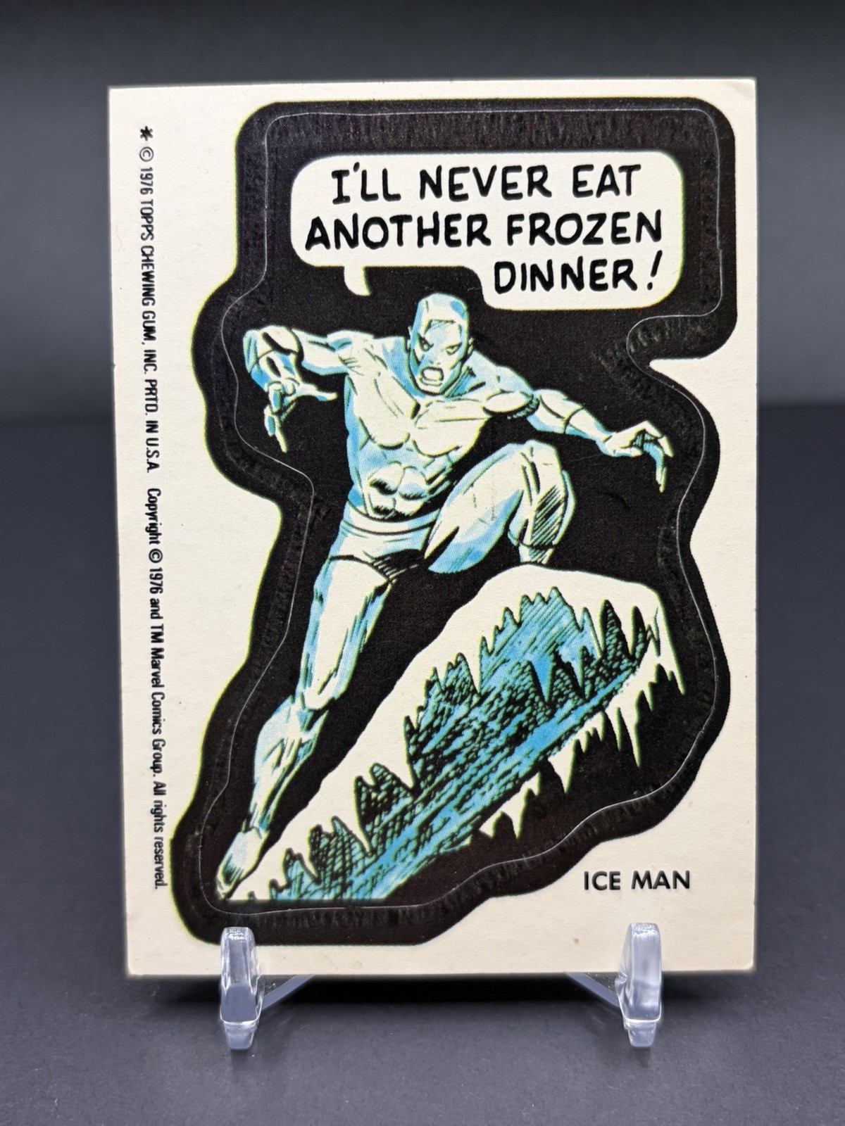 Vintage 1976 Marvel Ice Man Topps Sticker Card