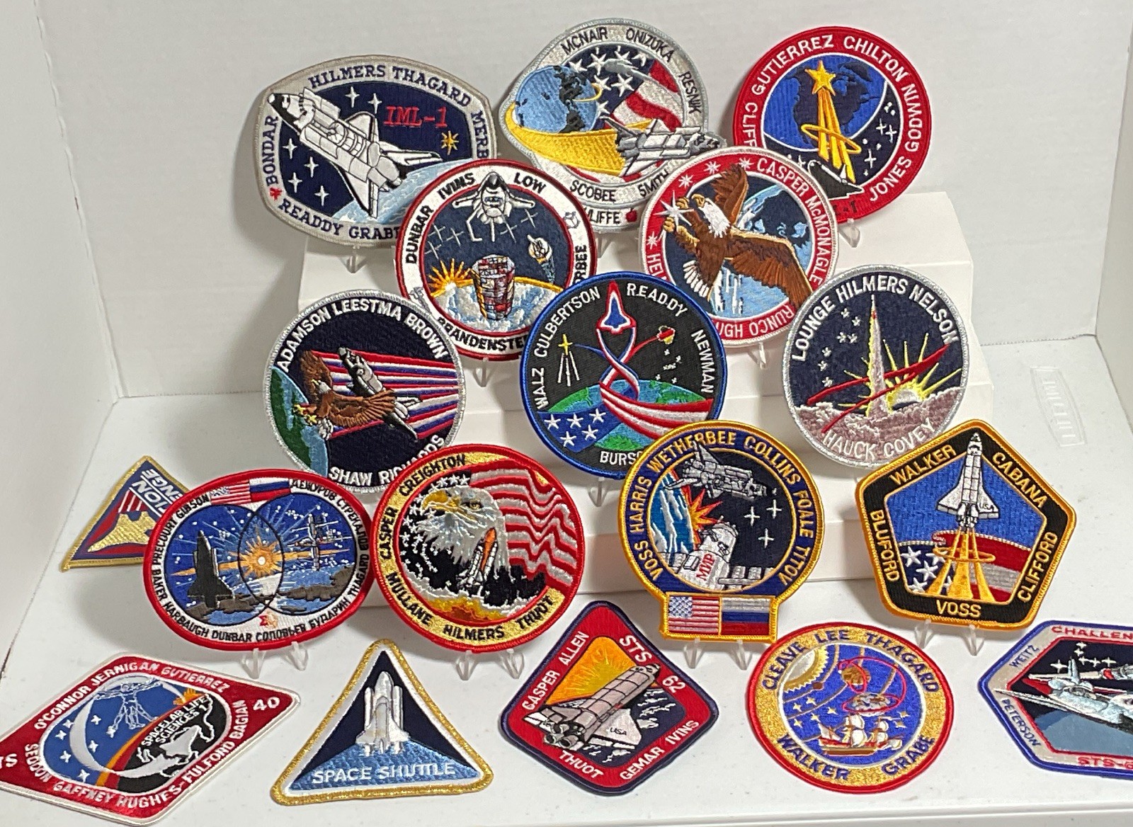 Vintage Lot of 40 NASA STS Shuttle Mission Astronaut Space Patches plus 7 Vintage Lot of 40 NASA STS Shuttle Mission Astronaut Space Patches plus 7