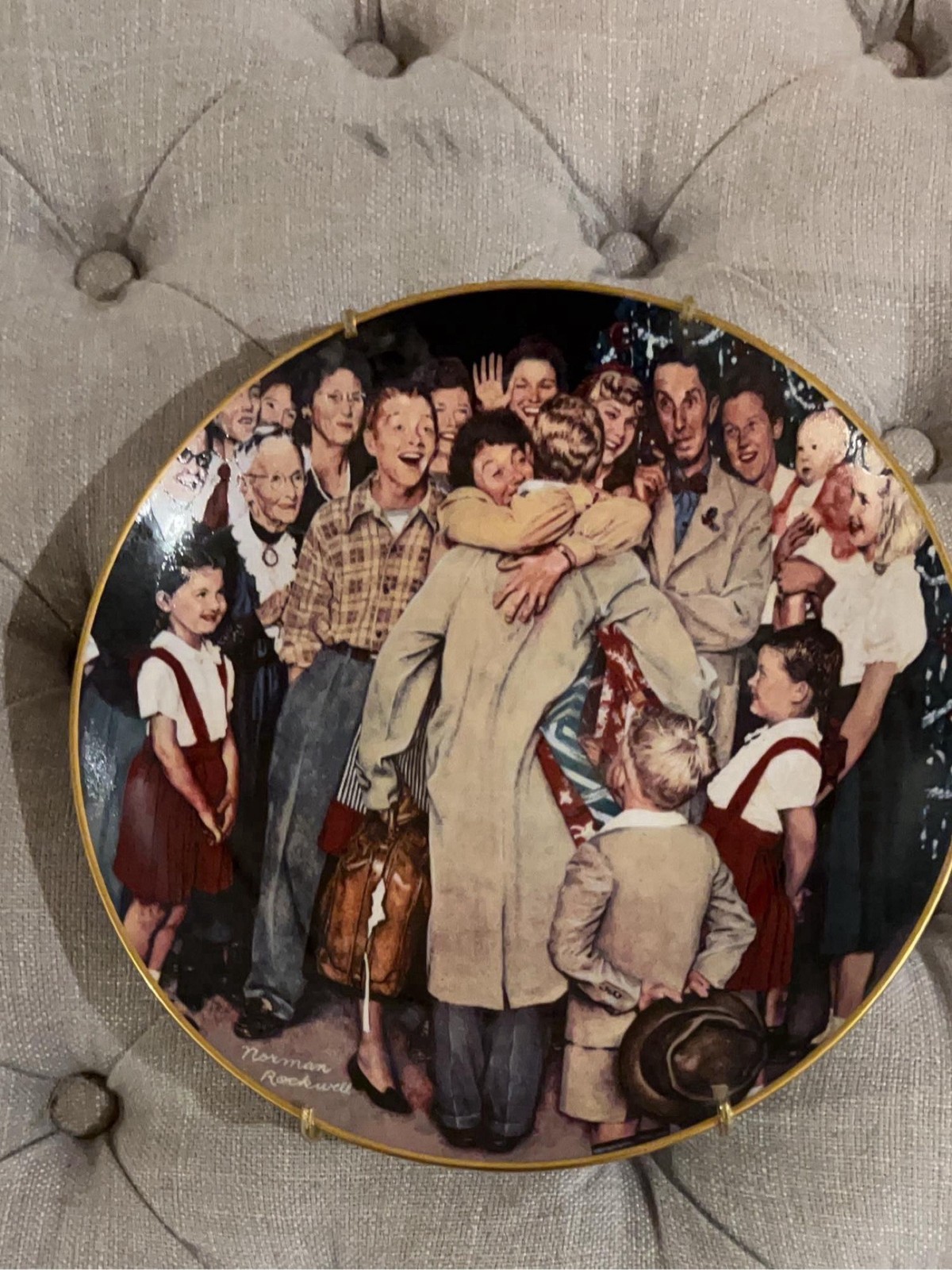 Rare 1987 Gorham Norman Rockwell Christmas Plate \ Rare 1987 Gorham Norman Rockwell Christmas Plate \