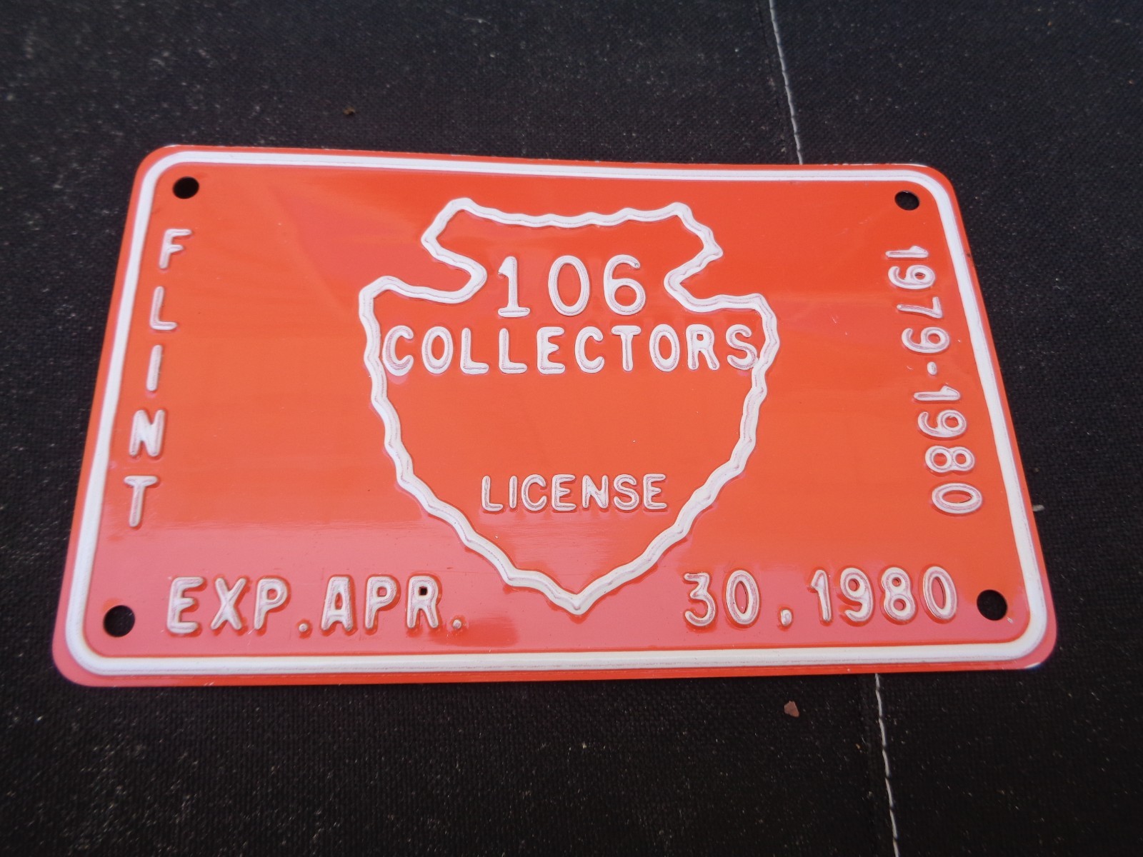 Vintage 1979-1980 Collector License Plate Flint Michigan #106 Embossed Metal Vintage 1979-1980 Collector License Plate Flint Michigan #106 Embossed Metal