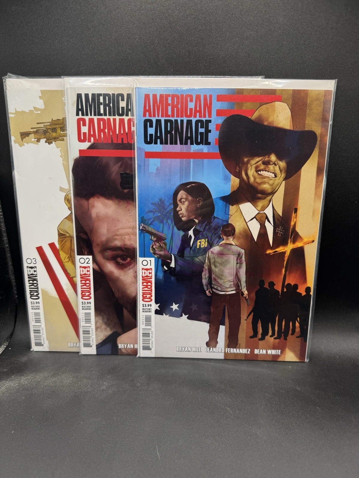 American Carnage Issue #’s 1, 2, & 3. 2019 Vertigo/DC Comics. (G26-20)