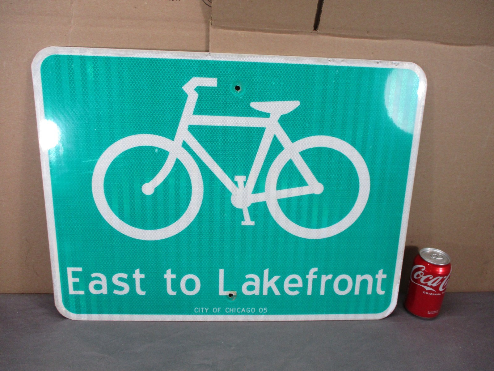 Vtg East to Lakefront Bicycle Lane Street Sign CHICAGO 24\ Vtg East to Lakefront Bicycle Lane Street Sign CHICAGO 24\