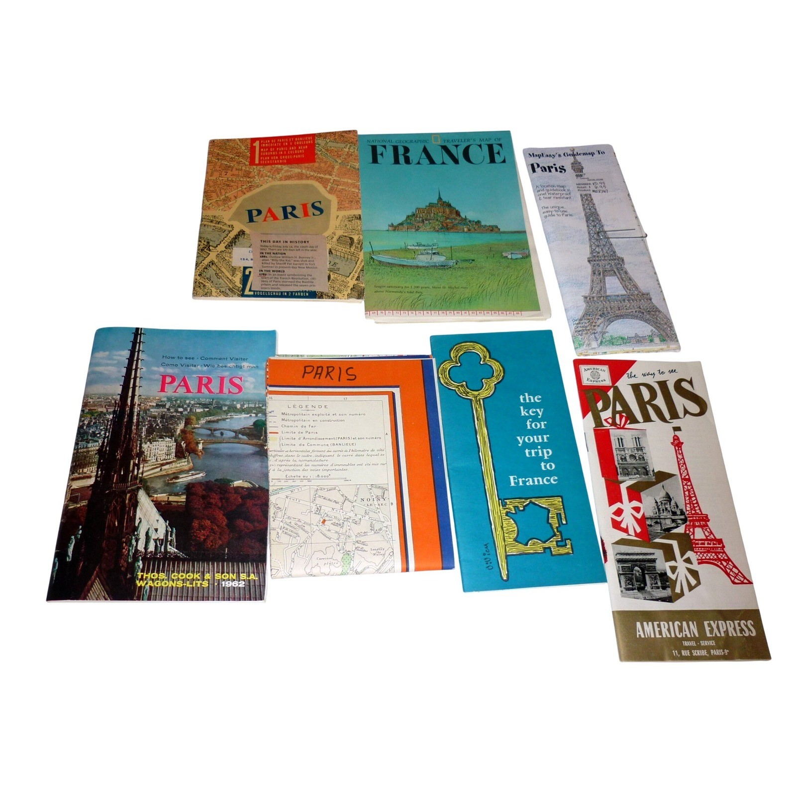 Vintage 1960s Paris France Travel Map Guide Lot American Express Cook & Son Vintage 1960s Paris France Travel Map Guide Lot American Express Cook & Son
